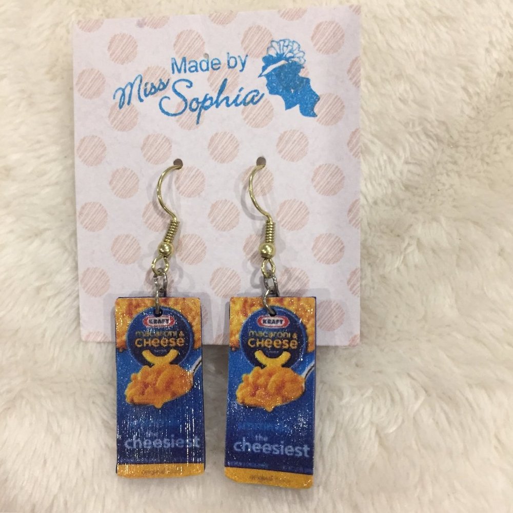 Dangle Kraft Mac n Cheese Earrings